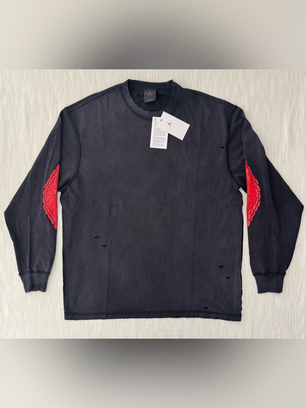 Nike Air Jordan Rare Air Distressed Long Sleeve Shirt IB3134-010 Mens Sz L NWT